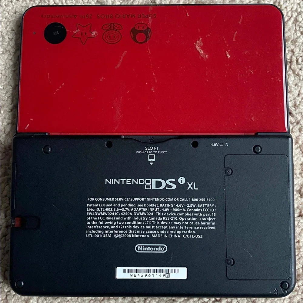 Nintendo DS Lite Crimson Handheld Console Super Mario 25th Anniversary